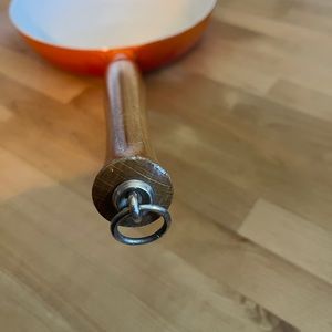 Belgium Descoware heavy orange flame skillet wood handle